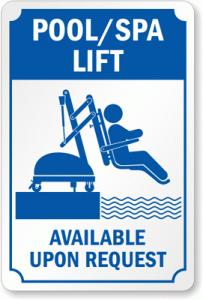 pool lift available sign