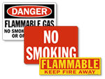 Flammable Material No Smoking Signs and Labels