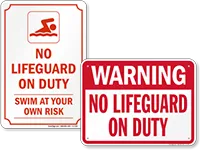 No Lifeguard Signs