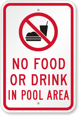 Swimming Pool Rules No Food Or Drink Allowed Sign, SKU: K-8182