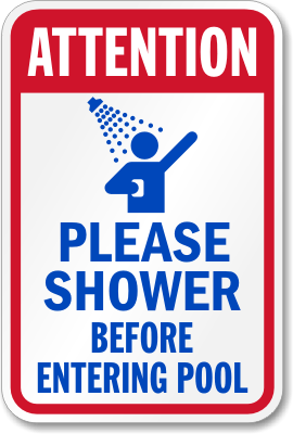 All Persons Must Shower Before Entering The Pool Targa metallica per piscina da 20,3 x 30,5 cm Honey Dew Gifts Pool Rules Sign 