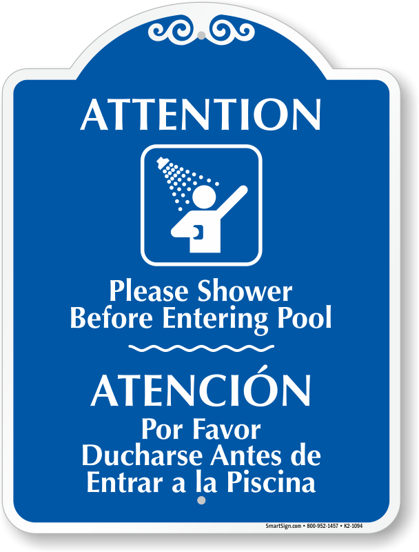 Cartello decorativo da parete con scritta Please Shower Before Entering Pool Spa, 20,3 x 30,5 cm