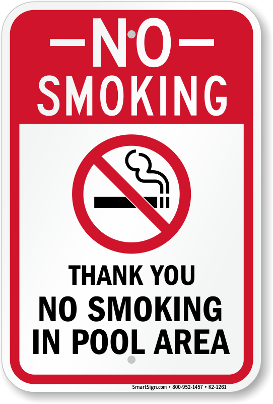 Keep your pool area a smoke-free zone by posting this sign. - Pool Signs no  smoking in pool area sign K2-1261