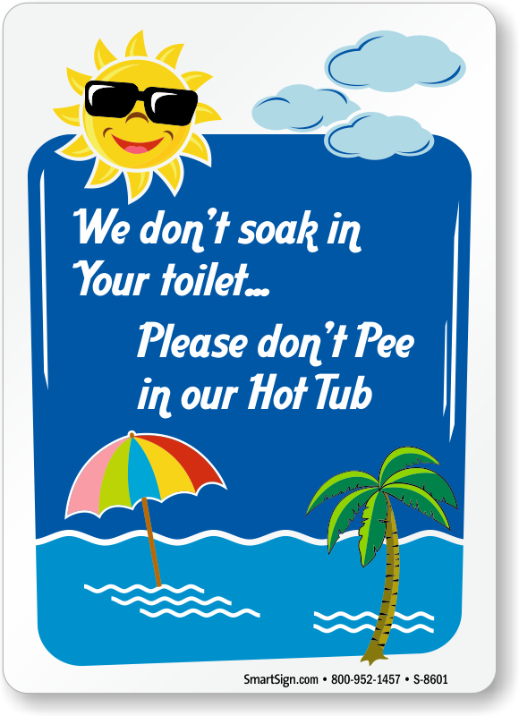 Targa In Latta Umoristica 'No Peeing In The Hot Tub' 10x40 Cm: Decorazione Retrò Per Casa E Giardino