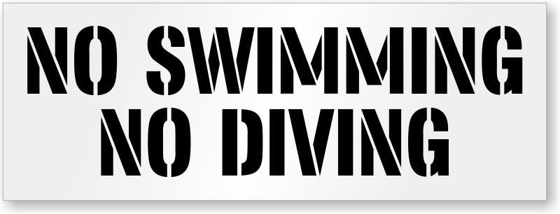 ComplianceSigns Plastic No Swimming 8" x 8" Diving Stencil 