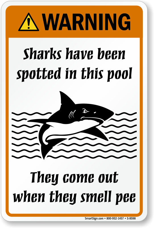 SHARKS HAVE BEEN SPOTTED IN THIS POOL Funny  Aluminum  8" x 12" Sign 