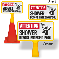 Attention Shower Before Entering Pool ConeBoss Pool Sign