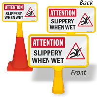Attention Slippery When Wet ConeBoss Pool Sign