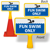 Fun Swim Only ConeBoss Pool Sign