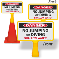 No Jumping Or Diving Shallow water ConeBoss Pool Sign