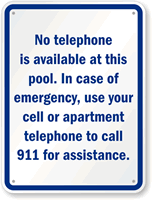 Emergency Pool Phone Number Sign