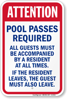 Attention Pool Pass Required Sign