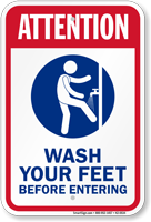 Attention Wash Your Feet Pool Sign