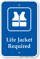 Life Jacket Required, Safety Vests Symbol Sign