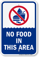No Food In This Area Pool Safety Sign