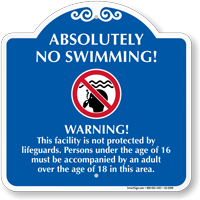 No Swimming Signature Warning Sign