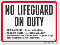 Oregon No Lifeguard On Duty Sign