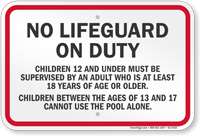 Washington No Lifeguard On Duty Sign
