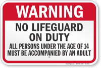 West Virginia No Lifeguard On Duty Sign