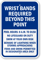 Wrist Bands Required Beyond This Point Pool Sign