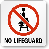 No Lifeguard Pool Marker