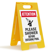 Attention Please Shower Before Entering Pool Floor Sign
