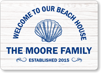 Beach House Family Name Personalized Sign