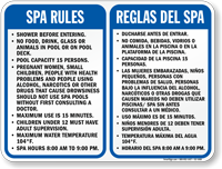 Bilingual Spa Rules, Shower Before Entering Sign