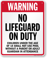 California No Lifeguard On Duty Pool Sign