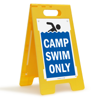 Camp Swim Only Floor Sign