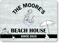Custom Beach House Welcome Sign with Text or Name