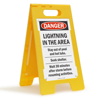 Danger Lightning In Area Standing Floor Sign