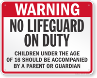 Delaware No Lifeguard On Duty Sign