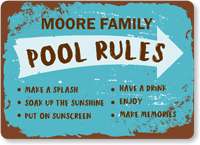 Family Name Make A Splash Personalized Pool Rules Sign