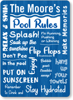 Family Name Personalized Pool Sign With Cute Graphics