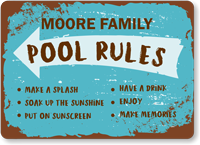 Family Name Put Sunscreen Personalized Pool Rules Sign