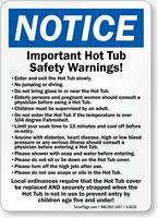 Hot Tub Safety Warnings Sign