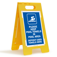 Keep Towels In Pool Area Floor Sign