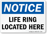 Life Ring Located Here Notice Sign