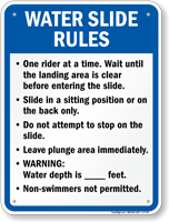 Water Slide Rules Sign for Minnesota