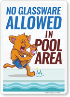No Glass Pool Rules Sign