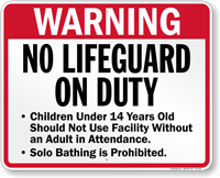 Nevada No Lifeguard On Duty Pool Sign