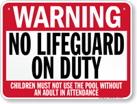 No Lifeguard On Duty Minnesota Pool Sign