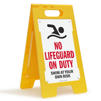 No Lifeguard On Duty Swim At Your Own Risk Floor Sign