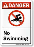 No Swimming ANSI Danger Sign