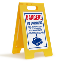 No Swimming, Pool Being Cleaned Floor Sign