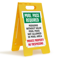Pool Pass Required Private Property Floor Sign