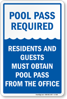 Pool Pass Required Sign