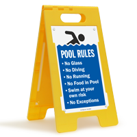 Pool Rules No Glass No Diving No Running Floor Sign