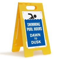 Swimming Pool Hours Dawn To Dusk Floor Sign